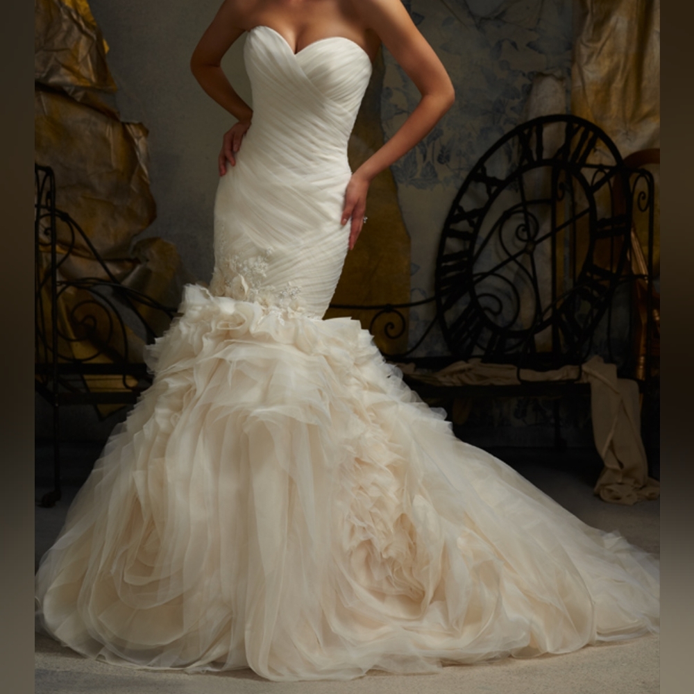 Mori Lee Blu wedding dress style 5104 light gold NWOT!